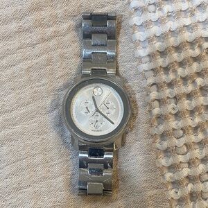 Movado Stainless Steel Watch with Silver Dial
